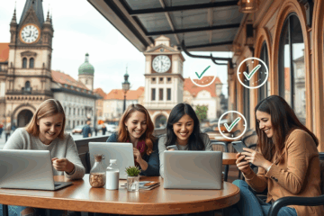 Obrázek zobrazuje šťastného člověka používajícího smartphone k získání rychlé digitální půjčky bez podpisu.