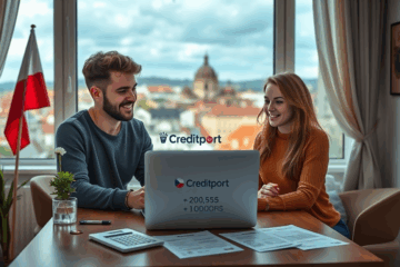 Ilustrace představující rychlou a bezproblémovou osobní půjčku Creditport.