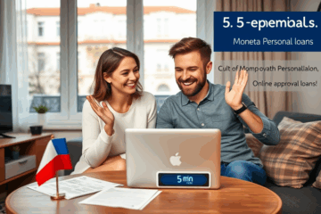 Kancelář Moneta Money Bank s klientem žádajícím o osobní půjčku.