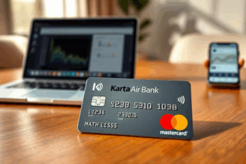 Karta Air Bank Mastercard s embosovaným povrchem a logem Mastercard.