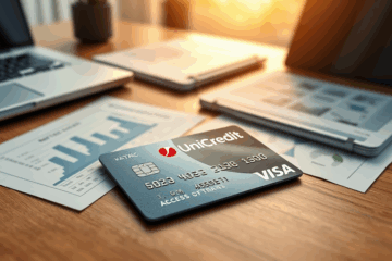 Kartáč UniCredit Bank Visa s bezkontaktními platebními možnostmi.