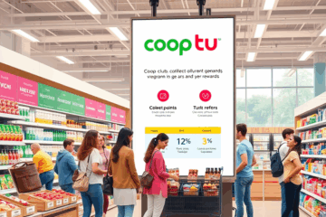 Ilustrace věrnostního programu Kartička Coop Club CZ s možnostmi sbírání bodů a odměn.